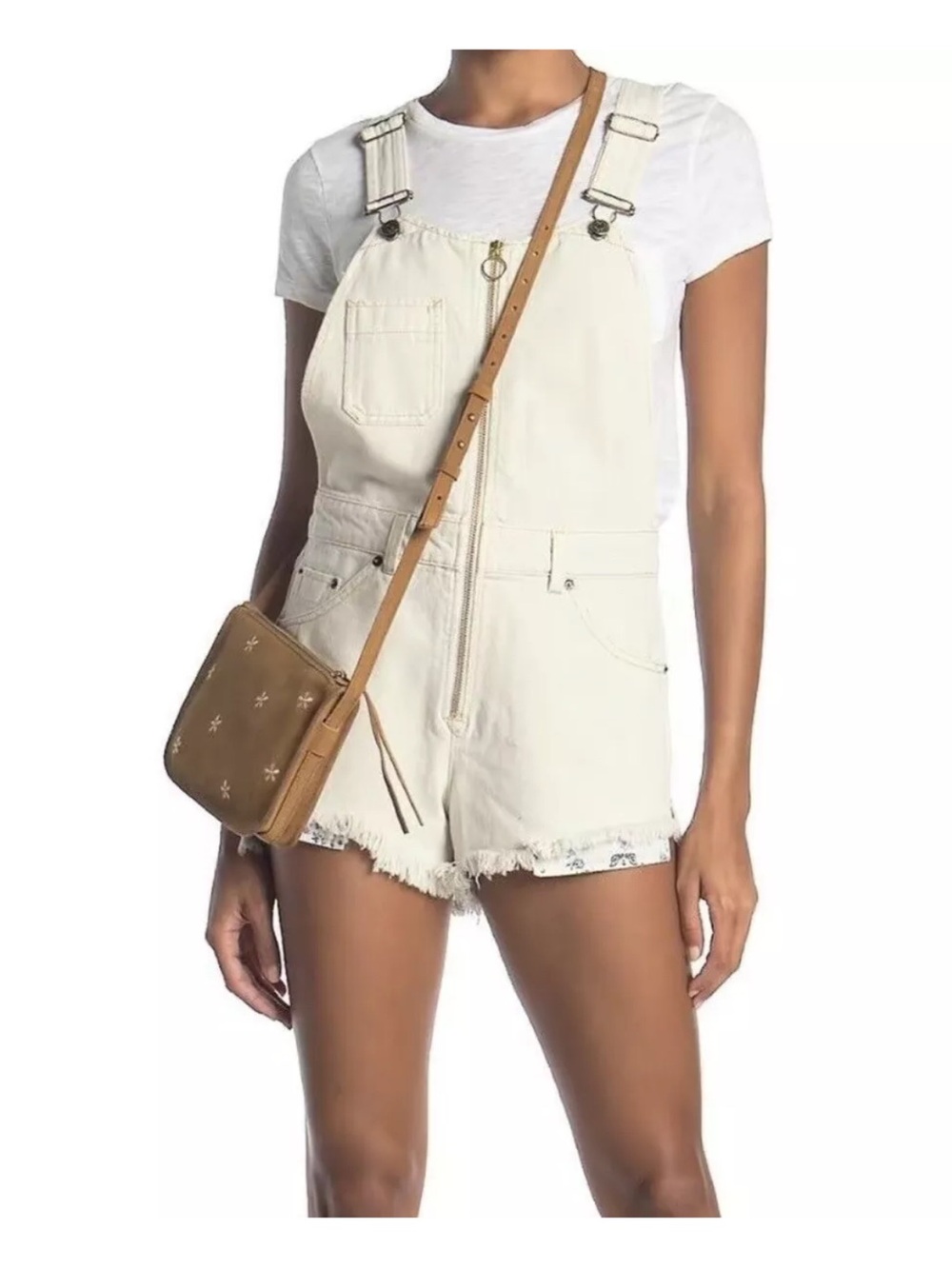 New Free People We The Free Sunkissed Denim Overalls Size 4 Shorts
